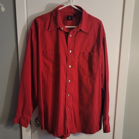 Vntg 1999 Levi’s Red Tab Oversized Shirt Sz L Hong Kong Made Y2K Heritage Cotton - Picture 1 of 9